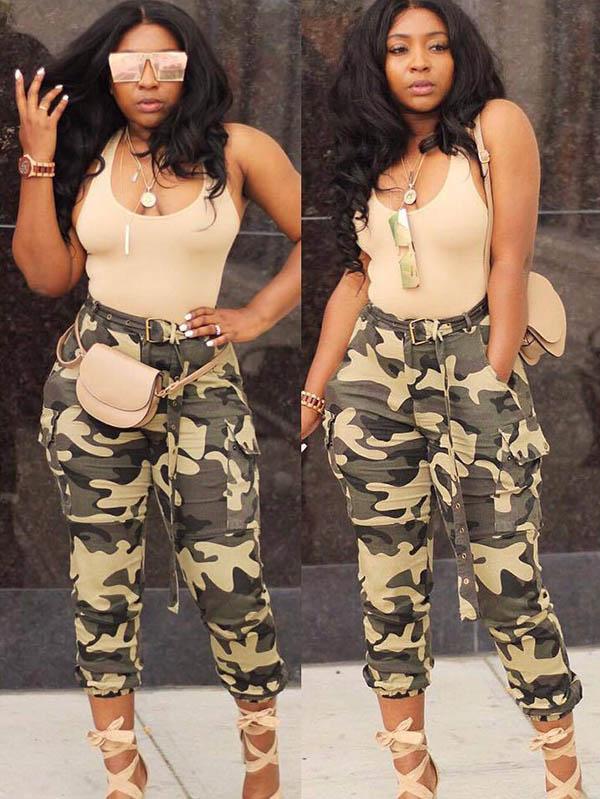Plus Size Camouflage Printed Track Pants