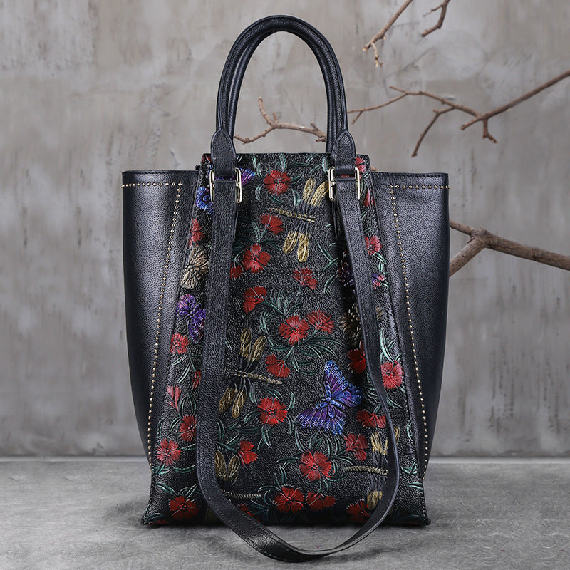 WOMEN GENUINE LEATHER VINTAGE TOTEM DESIGNER HANDBAG SHOULDER BAG