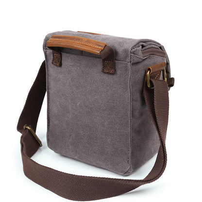 Crossbody waterproof canvas top layer cowhide retro canvas SLR camera bag