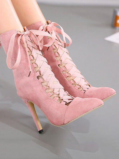 Bandage Hollow High Heel Booties