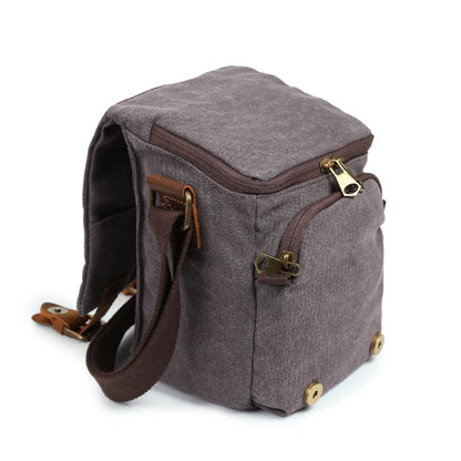 Crossbody waterproof canvas top layer cowhide retro canvas SLR camera bag