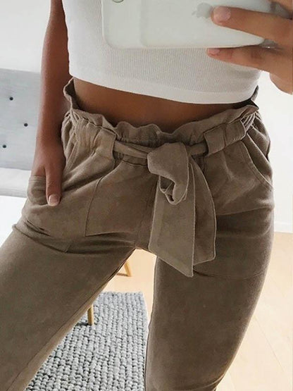 Fashion 3 Color Elastic Waist Casual Pants Bottoms