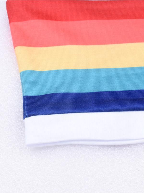 Fashion Rainbow Striped Sexy Wrap Sports Bra