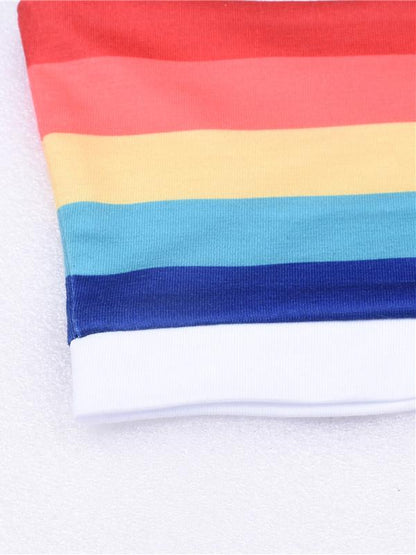 Fashion Rainbow Striped Sexy Wrap Sports Bra