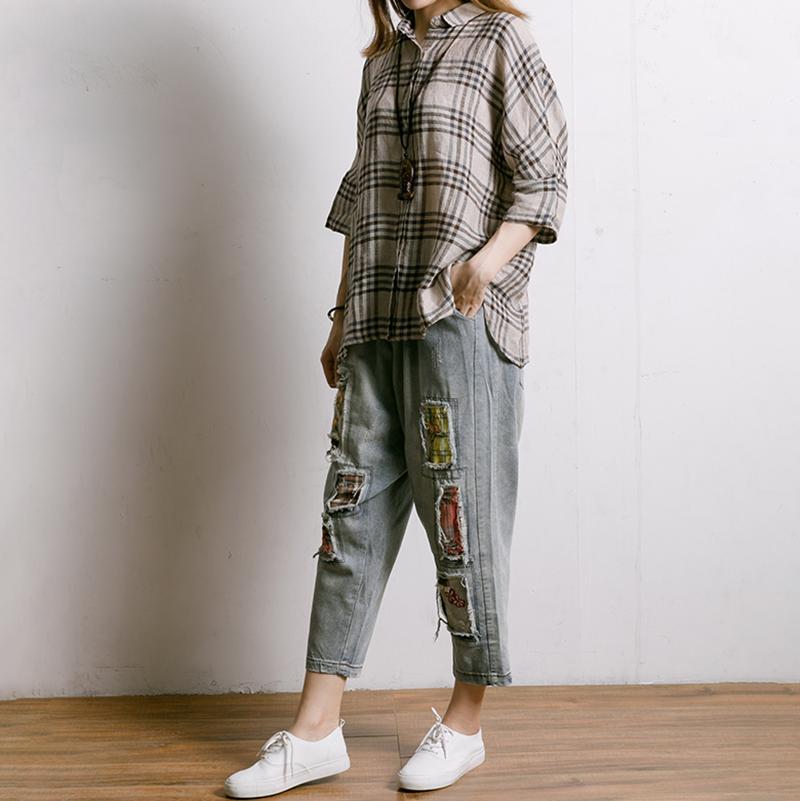 Embroidered Floral Patchwork Burr Women Jeans