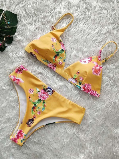 Leopard High Waist Floral Bikinis Swimwear