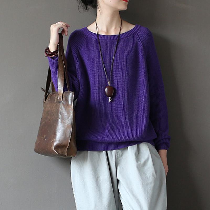 Autumn Basic Cotton Solid Loose Short Women Sweater