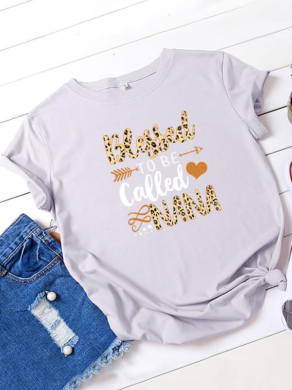 Casual Leopard Printed Letters Tees
