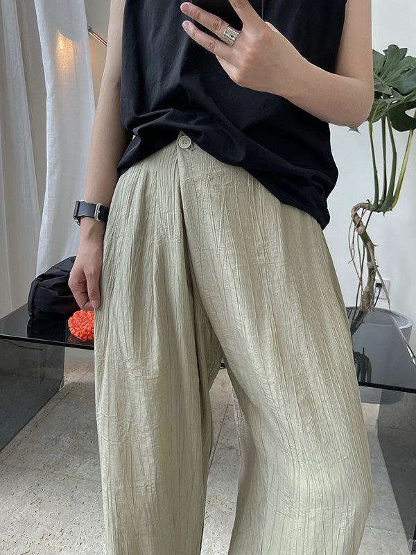 Simple Solid Color High Waisted Wide Leg Pants