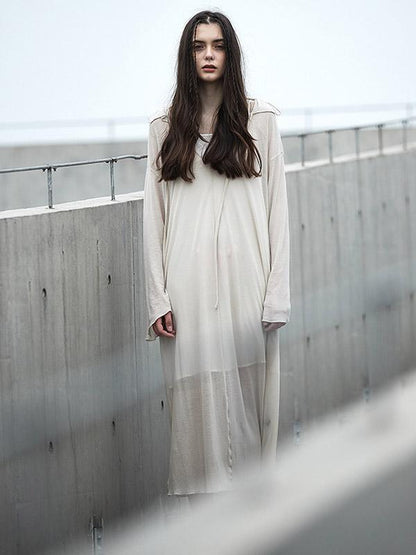 Two Pieces Inner Dress&See-through Long Dress