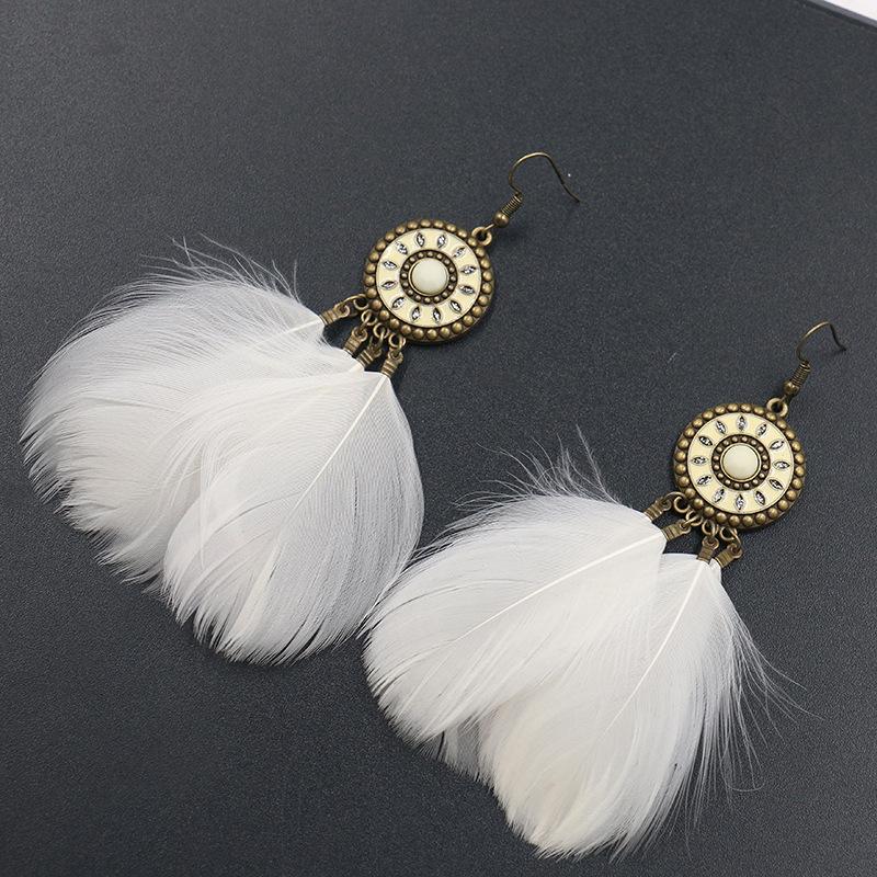 Alloy earrings female fluffy feather tassel long earrings