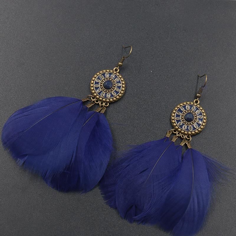Alloy earrings female fluffy feather tassel long earrings