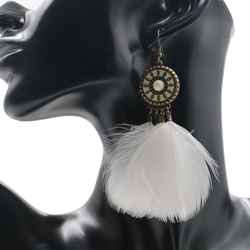 Alloy earrings female fluffy feather tassel long earrings