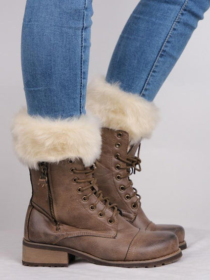 Solid Color Faux Fur Ankle Socks