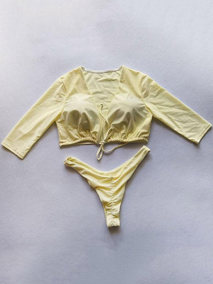 Plain Knot Front Bikinis Swimwear
