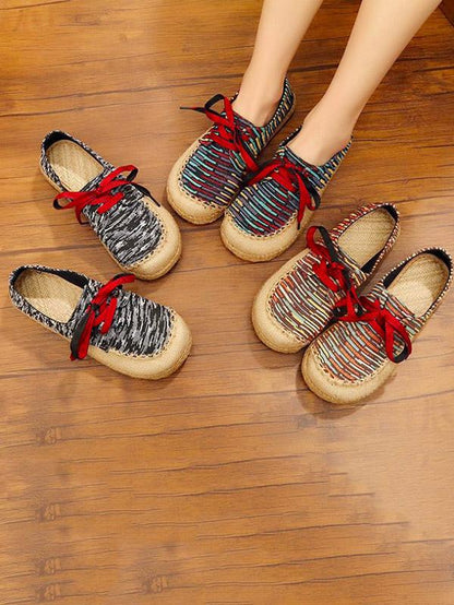 Canvas Lace-up Flat Shoes