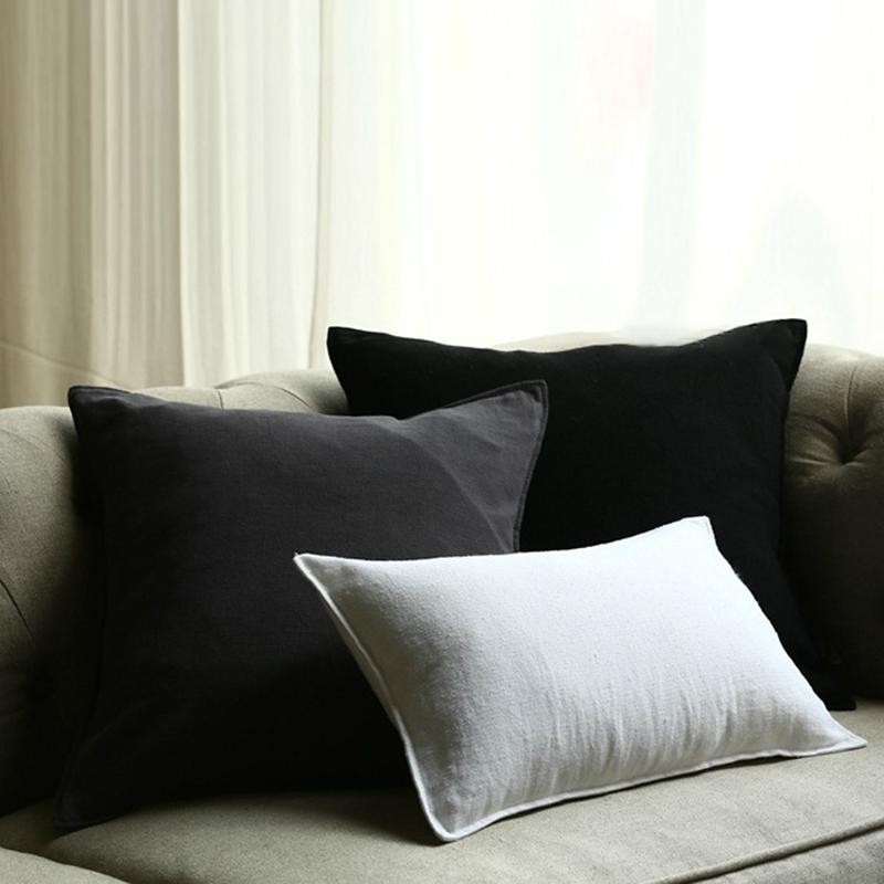 Cotton Linen Solid Color Square Shape Pillowcase