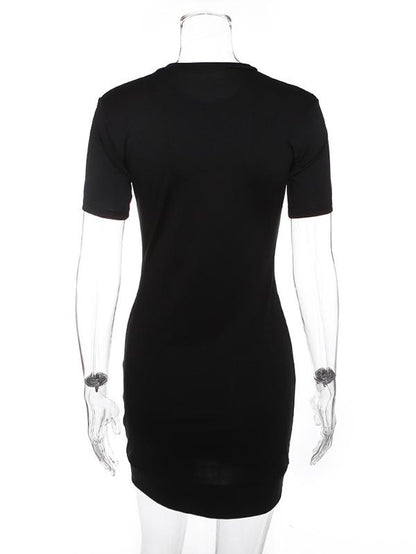 Contrast Color Short Sleeve Mini Dress