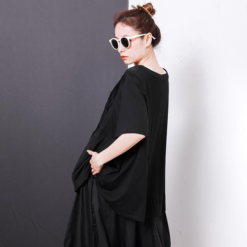 Comfortable Solid Color Pleated Summer T-Shirt
