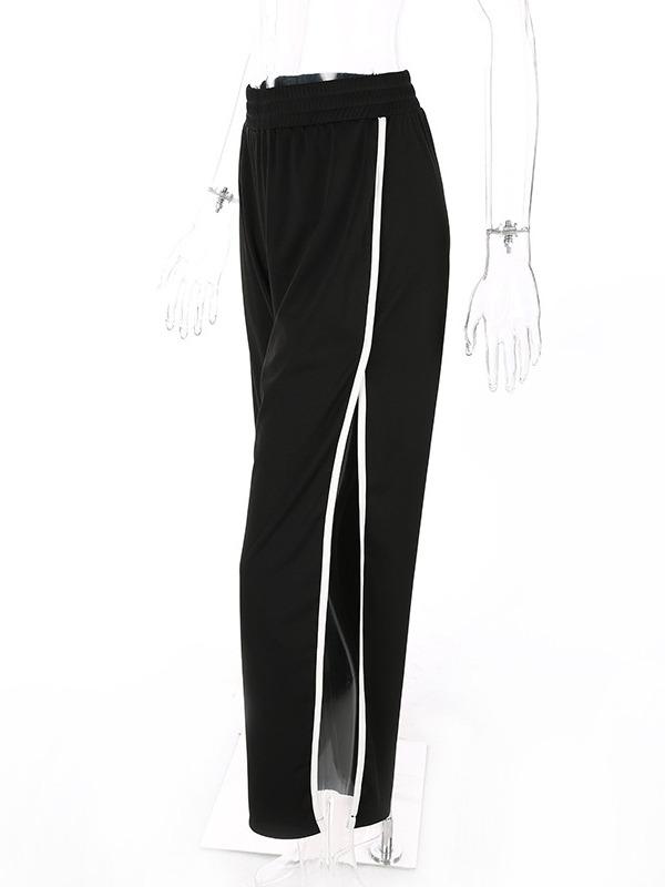 Fashion Black Split Casual Pants ACTIVE WEAR - Zebrant