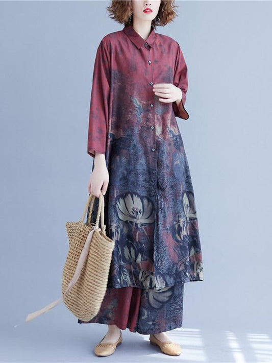 Original Printed Shirt + Wide Leg Pants