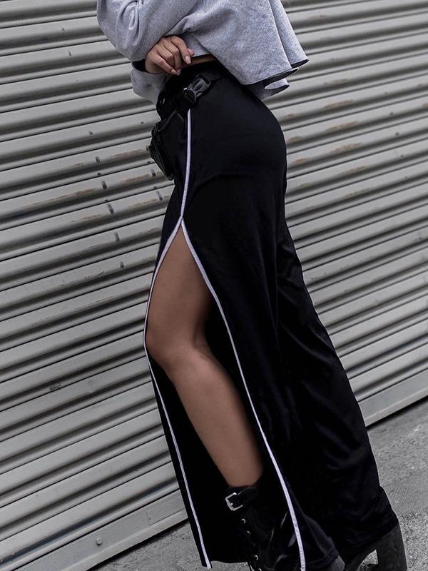 Fashion Black Split Casual Pants ACTIVE WEAR - Zebrant