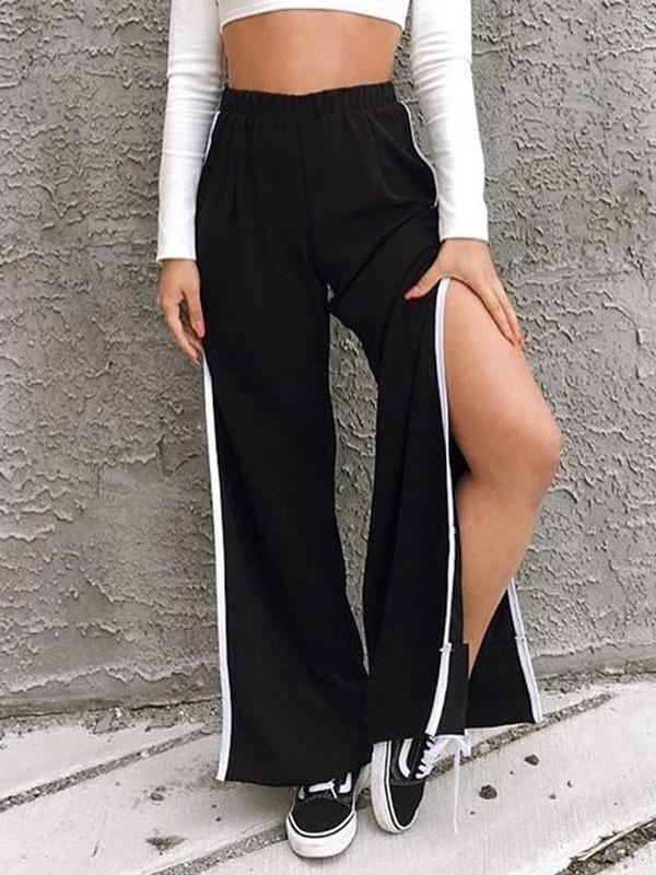 Fashion Black Split Casual Pants ACTIVE WEAR - Zebrant