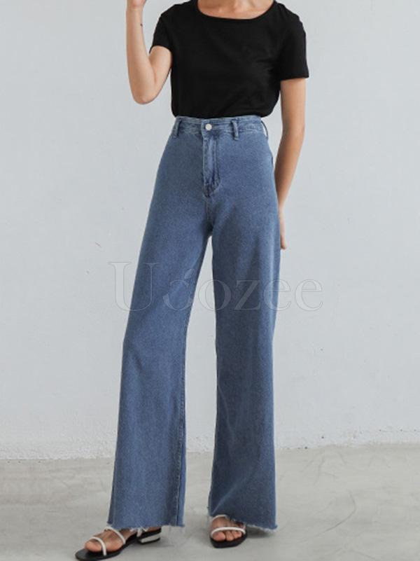 Casual Empire Column Wide Leg Jean Pants