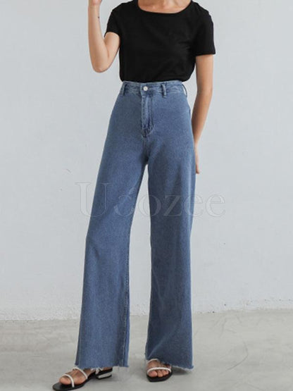 Casual Empire Column Wide Leg Jean Pants