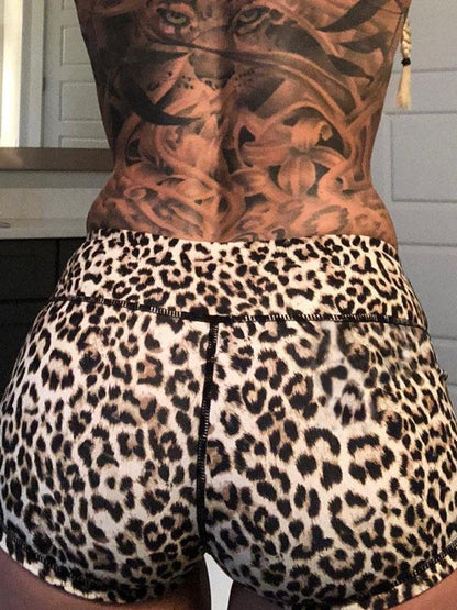 Leopard Printed Lift The Hips Yoga Shorts