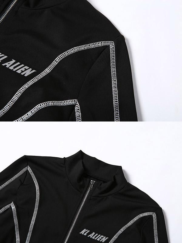 Fashion Zipper Striped Yoga Suits