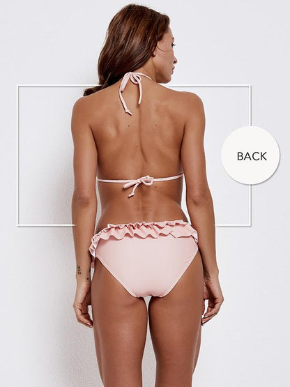 Pink Printed Falbala Bottom Bikinis Simwear