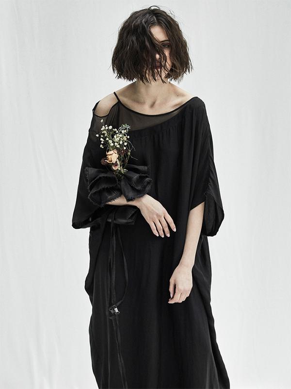 Urban Black Split-joint See-through Long Dress