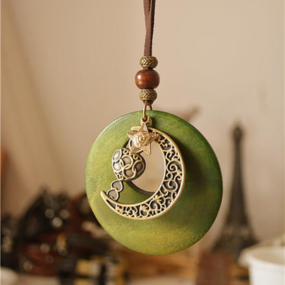 Ethnic Style Vintage Sweater Chain Moon Star Necklace