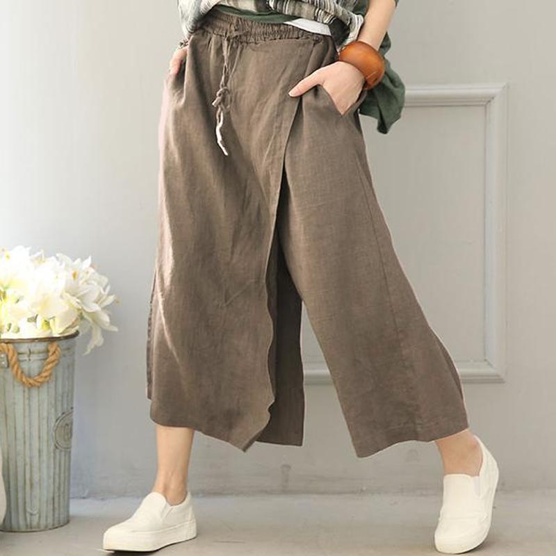 Women Cotton Linen Wide leg pants