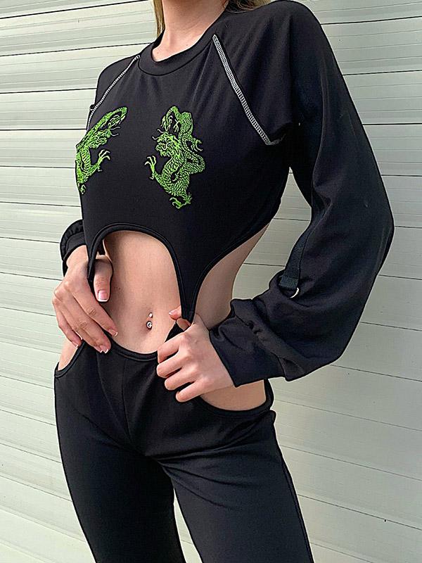 Fashion Printed Hollow Yoga Jumpsuits