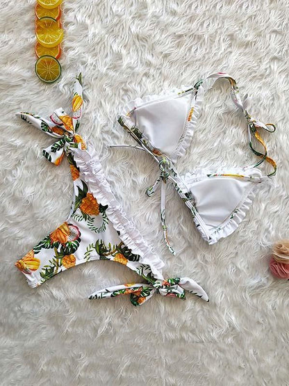 Lace Bandage Printed Sexy Bikinis Swimwear