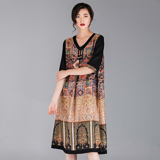 Ethnic Style Printed Elegant Women Dress
