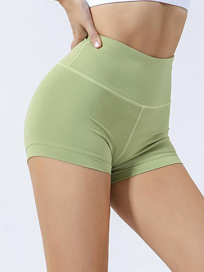 Solid Color Wrap High-Waisted Sports Shorts