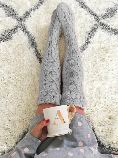 Knitting Over Knee-high Leg Warmer Stocking