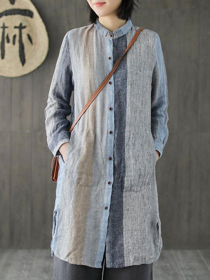 Ramie Cotton Loose Long Shirt Tops