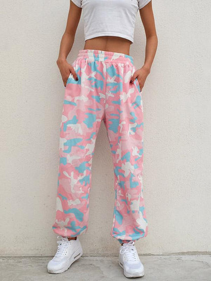 Camouflage Printed Elastic Waist Track Pants