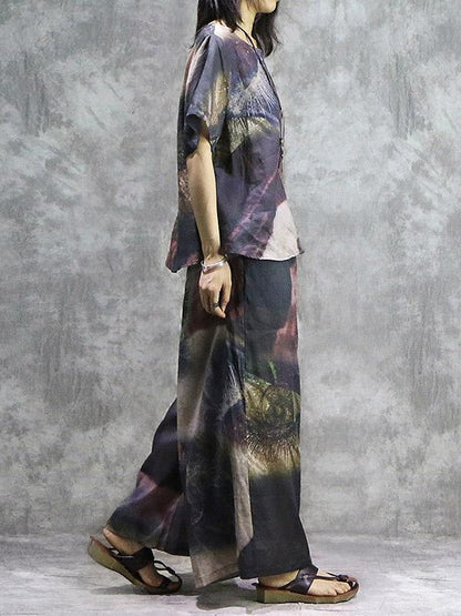 New Vintage Ramie T-Shirt + Loose Wide Leg Pants