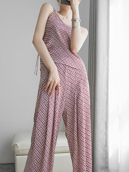 Original Contrast Color Printed Spaghetti-Neck Vest Top