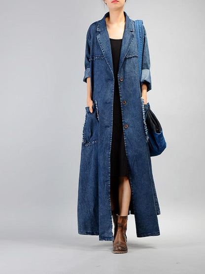 Retro Cropped Hemline Denim Outwears