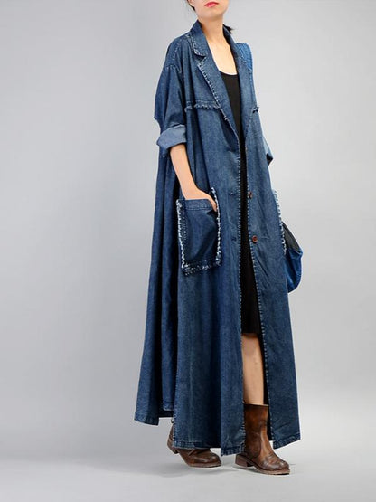 Retro Cropped Hemline Denim Outwears