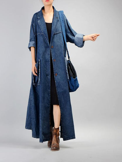 Retro Cropped Hemline Denim Outwears