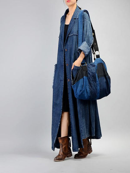 Retro Cropped Hemline Denim Outwears