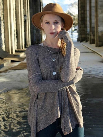 Loose Long Sleeves Backless Sweater Tops