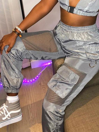 Mesh Patchwork Pocket Jogger Pants